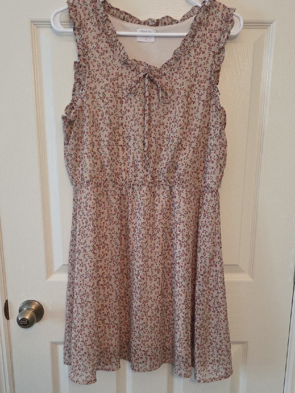 Sienna Sky Beige Dress with Red Floral Accents Size Medium